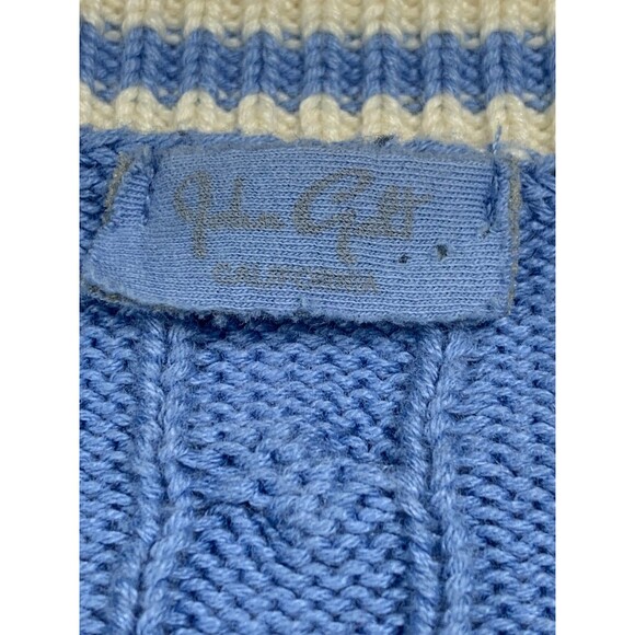 J Galt Cable Knit Cotton Blend Tennis Sweater Women O/S Blue Preppy - Picture 2 of 8